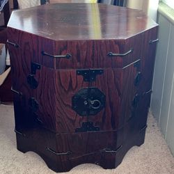 Vintage Korean Octagonal Drum Table Cabinet