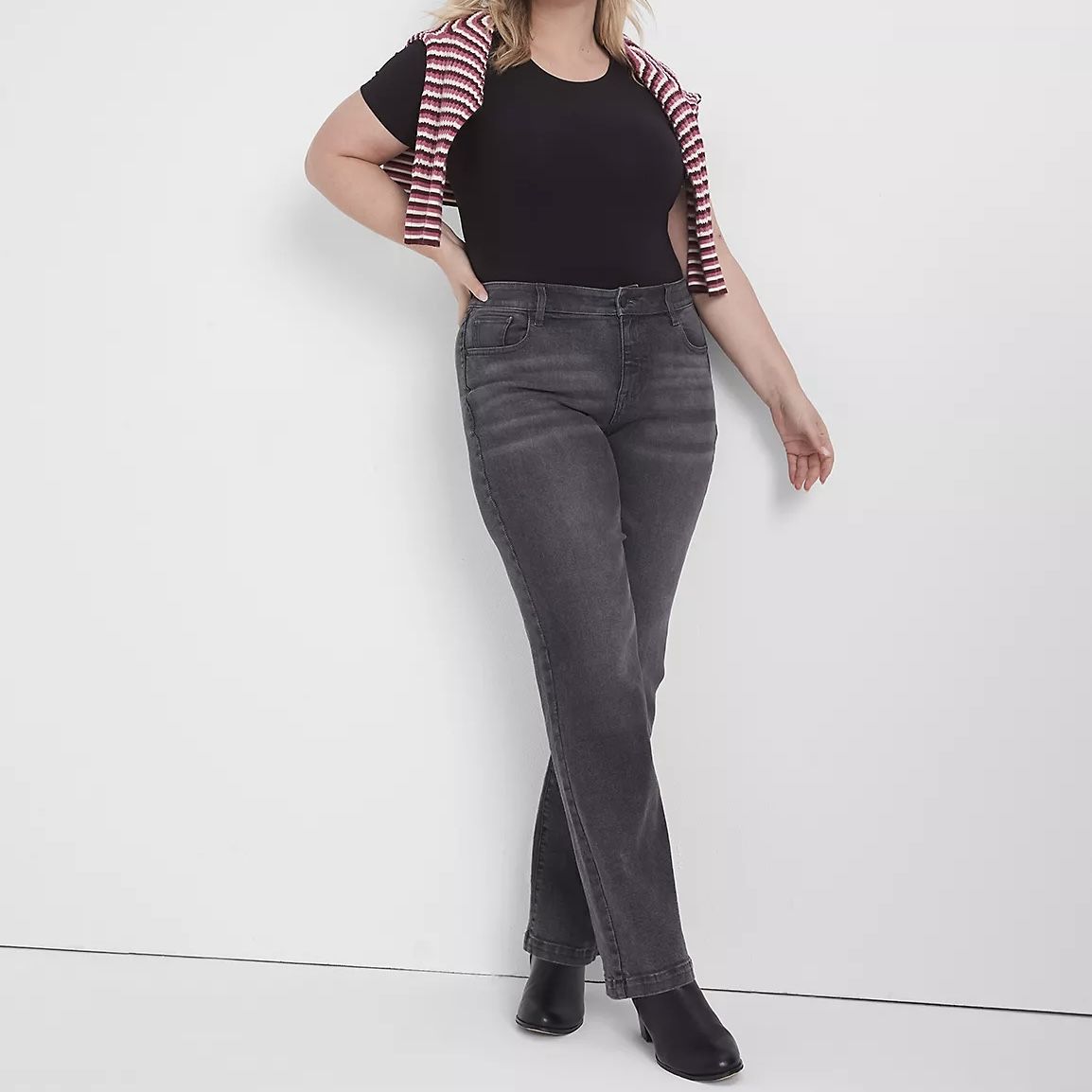 LANE BRYANT Dark Grey High Rise Classic Straight Signature Fit Plus Size Jeans