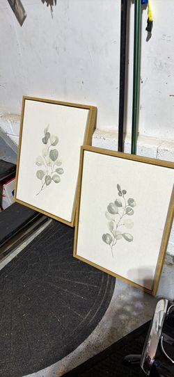 Set of 2 Eucalyptus Botanical Framed Canvas Wall Art