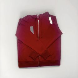 Time and Tru Hoodie Sweatshirt Sz L Burgundy Red Full Zip Front Womens Unisex