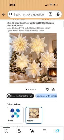 BRAND NEW 5-Piece 3D LED Snowflake Christmas Hanging Decorations – $22 (Retail $39.99)