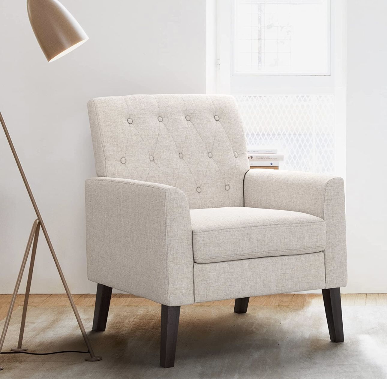 Linen Color Linen Accent Chair 18.5" H