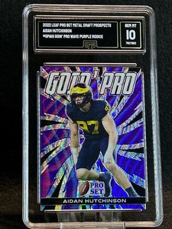 2022 Leaf Pro Set Metal Draft Prospects 💥 Aidan Hutchinson 💥 Goin Pro Purple Wave Rookie GMA 10 💎 Mint - Detroit Lions