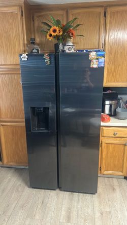 Black Side-by-Side Refrigerator with Ice Dispenser