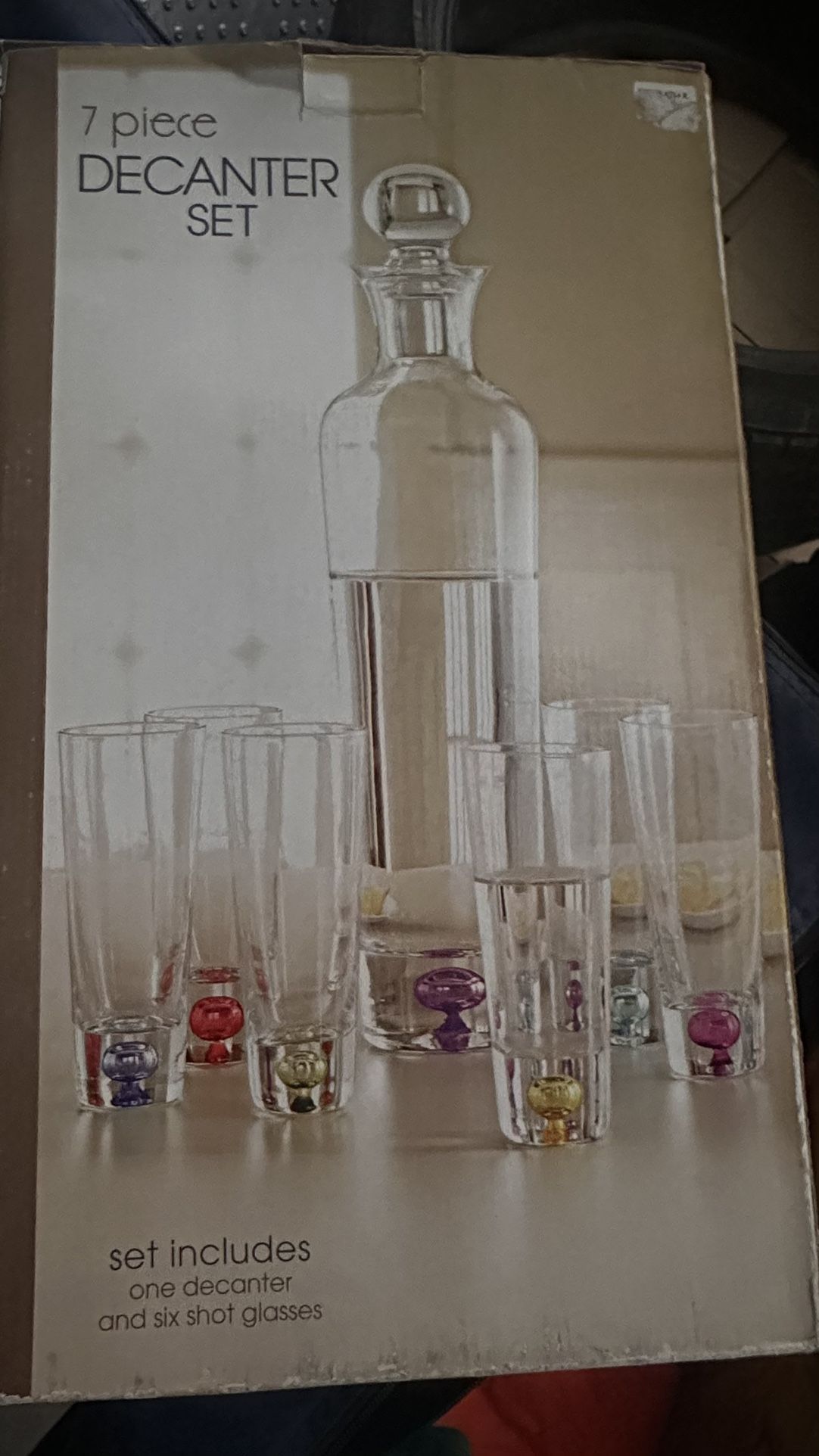 Set of 7 Multi-color Bubble Ball Bottom Shot Liquor Glasses decanter 