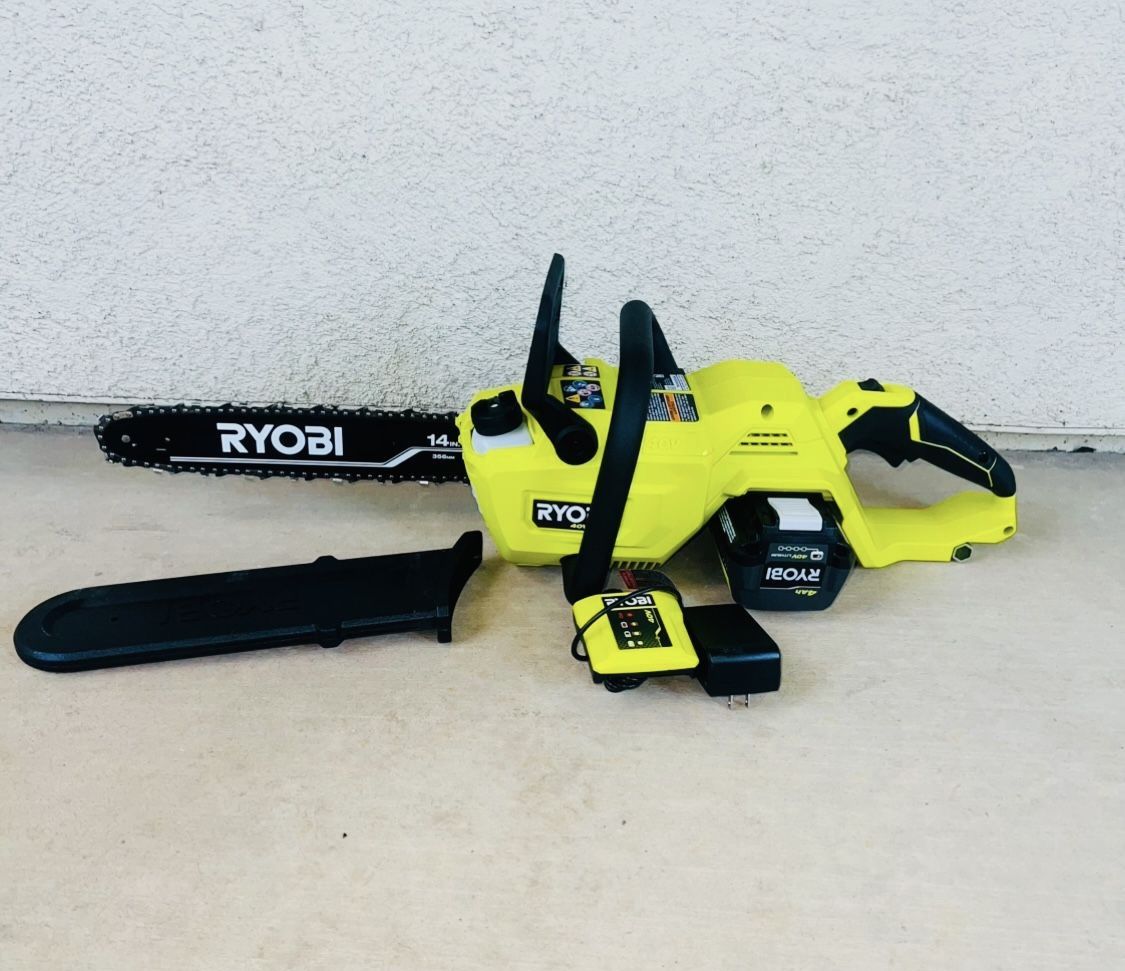 RYOBI 40V HP Brushless 14 in. Battery Chainsaw + 4AH Battery & Charged new !!!