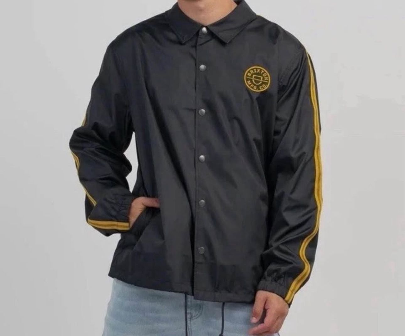 BRIXTON Mens CREST Coaches Jacket Black Size XL