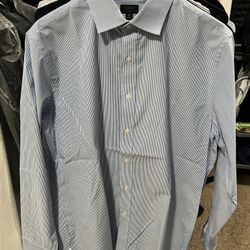 J.Crew Ludlow Men's Blue White Striped Slim Dress Shirt 16.5 34 Collared