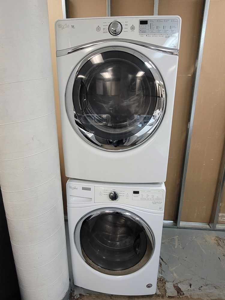Whirlpool Front Loading Washer And Stackable Gas Dryer Set