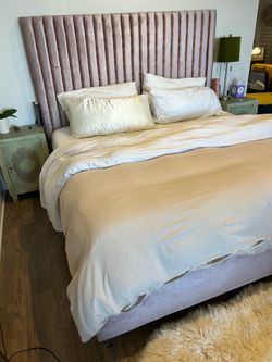 King size mattress and upholstered headboard