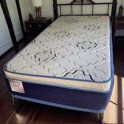 Twin Size Mattress Pillow Top 14” Inches  Excellent Comfort Also Available: Full, Queen And King New From Factory With Its Plastic Same Day Delivery 