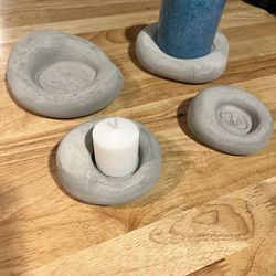 Concrete “pillow” Candle Holders.