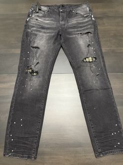 Amiri Black Distressed Patch Jeans Available sizes 30,34,38