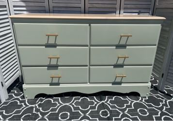 6 drawer light green dresser