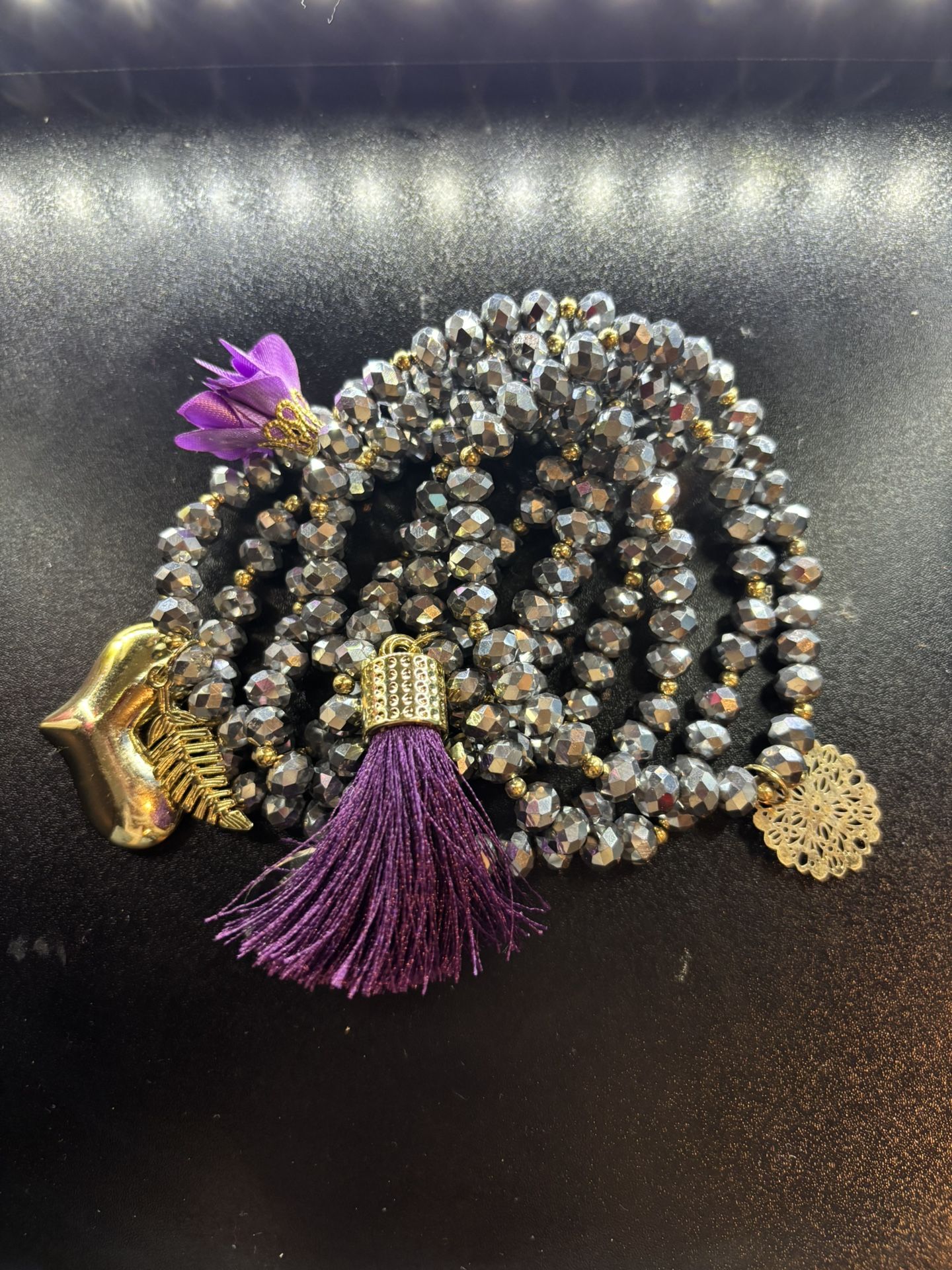 Beaded Stacked Charm Bracelets (7 Pcs)