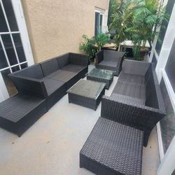 11-Piece Outdoor Wicker Sectional Sofa Set