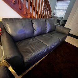 Blue Leather Couch