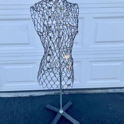 Vintage Steel Wire Bust Form Display Mannequin 