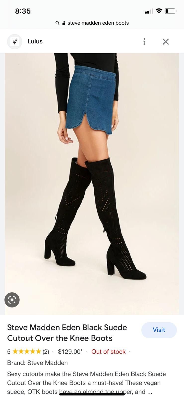 Steve Madden Eden Suede Punched Over The Knee Boots Black