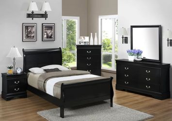 New in box black color twin size bedroom set all 5pc special