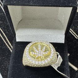 Icedout 925 Silver Leaf Ring