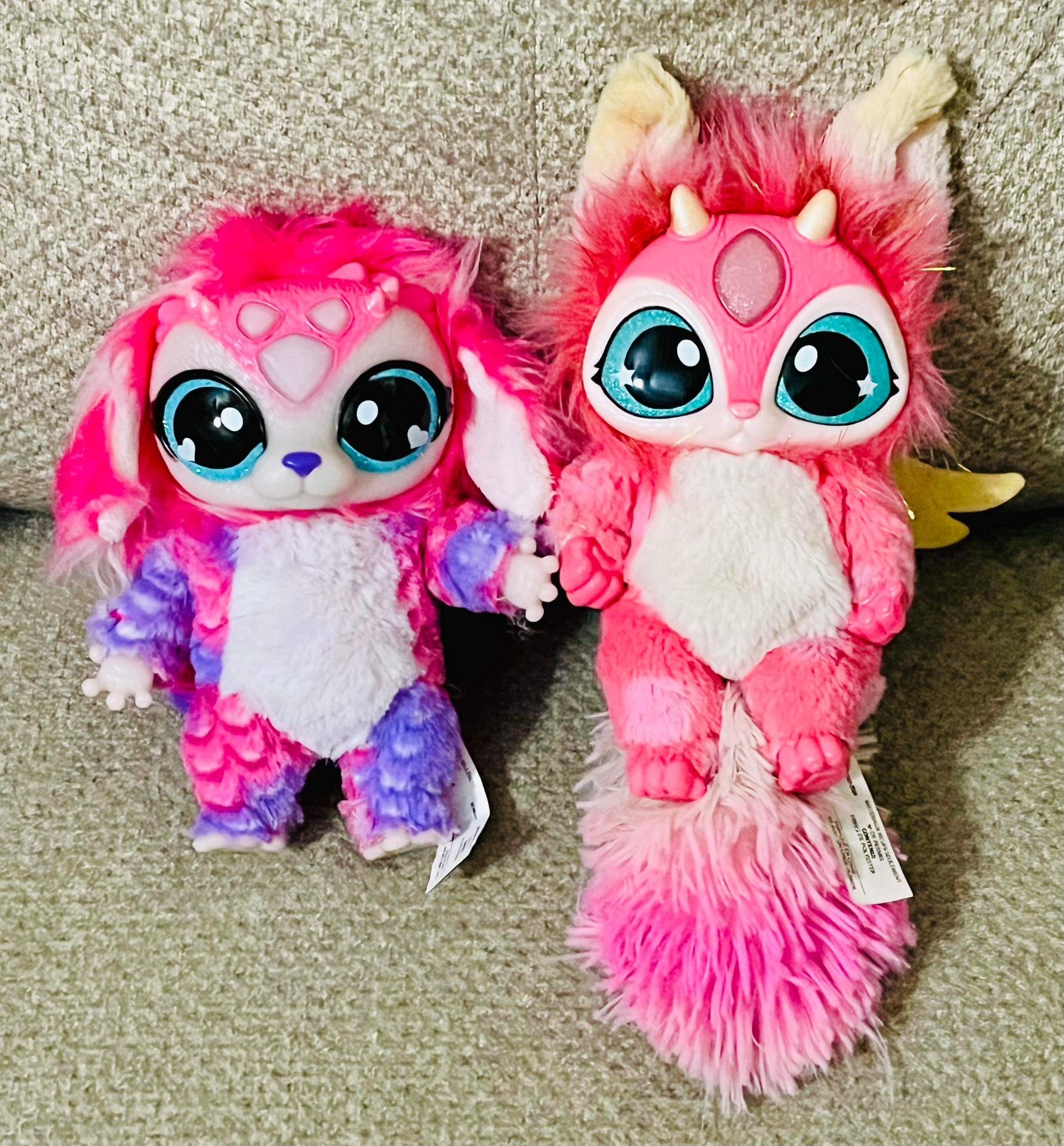 Set of Two Magic Mixies Interactive Pink Plush - Light Up & Sounds Glow-in-the-Dark