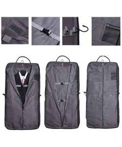 TFSKY Casual Suit Bag Carry On Garment Bag Flight Bag Canvas Suit Shoulder Bag for Travel & Business Trips With Shoulder Strap (Style3, Black) Thumbnail