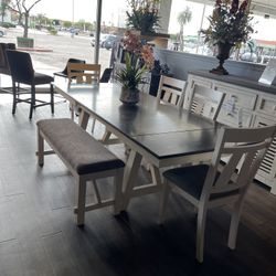 White/Grey 6pc Dining Set 