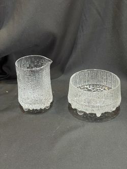 Modern Iittala Finland Glass Ultima Thule Sugar Bowl & Creamer