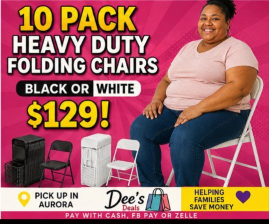 10 PACK HEAVY DUTY FOLDING CHAIRS BRAND NEW IN BOX ONLY $129