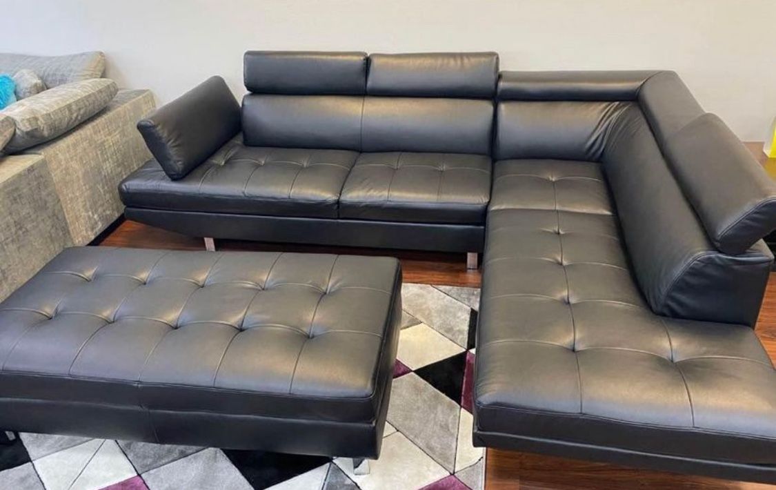 Going out of business sale. Ibiza sectional sofa with ottoman set in black or gray now $899. Easy finance option. Same-day delivery.