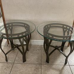Coffe and 2 side Glass /metal Tables