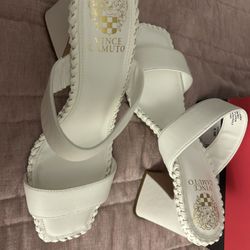 NEW - Vince Camuto Block Heel, White 