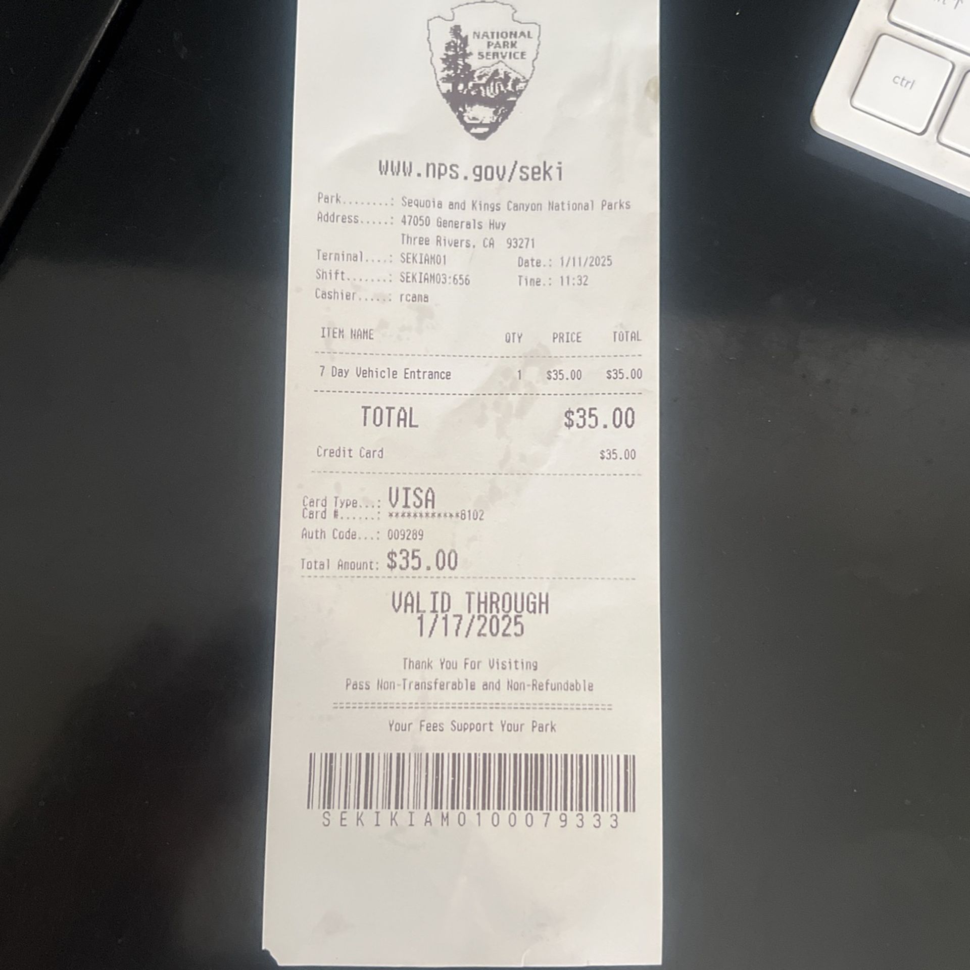 Sequoia And Kings Canyon National park Entrance Ticket Voucher Pass