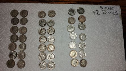 Lot of 42 US Silver Dimes and 8 silver nickels