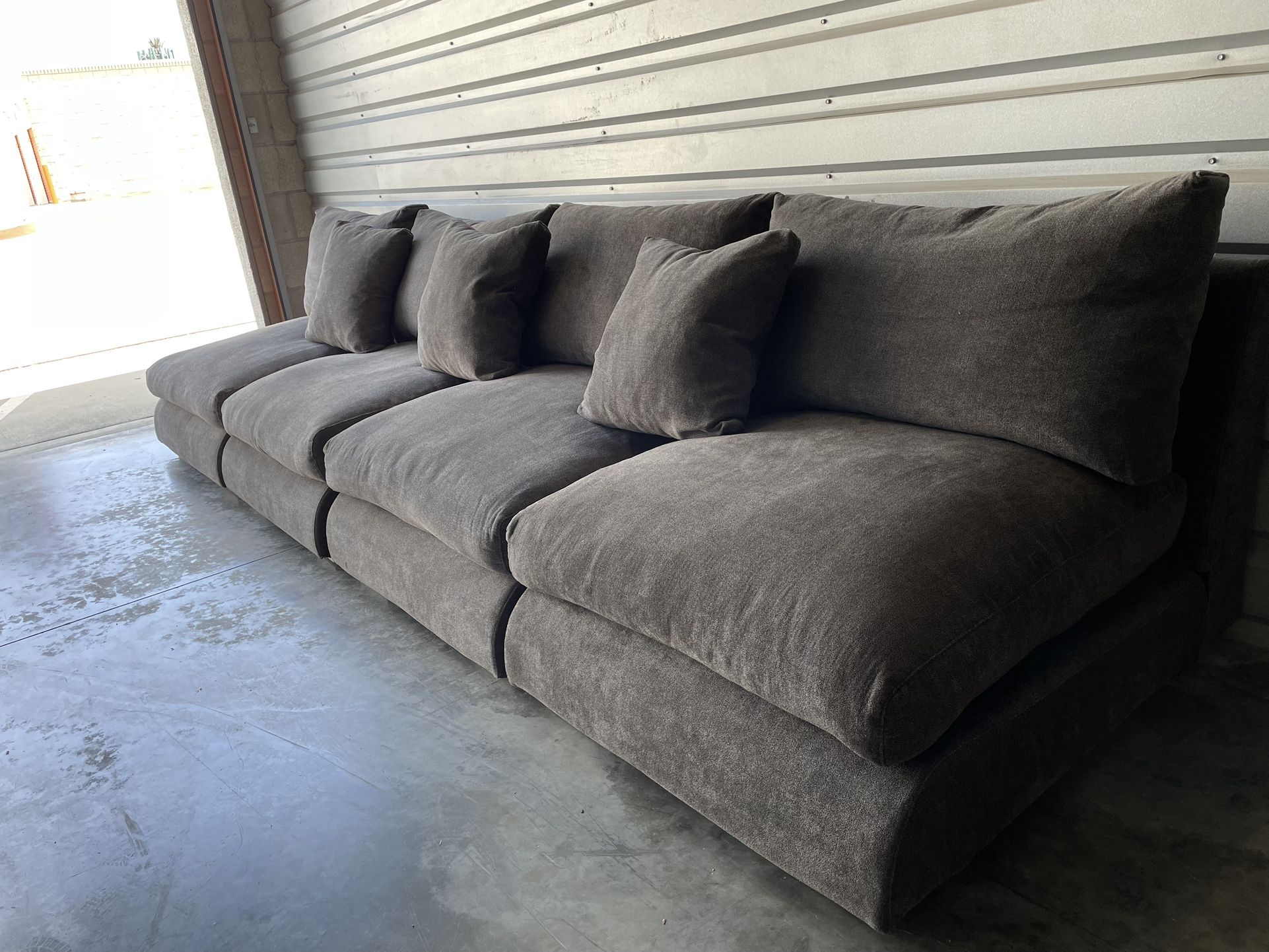 128” LONG FLOOR MODEL GRAY WALL SECTIONAL SOFA SET!