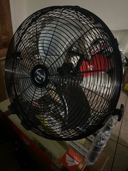 Solar Fan Large Black Metal Floor Fan