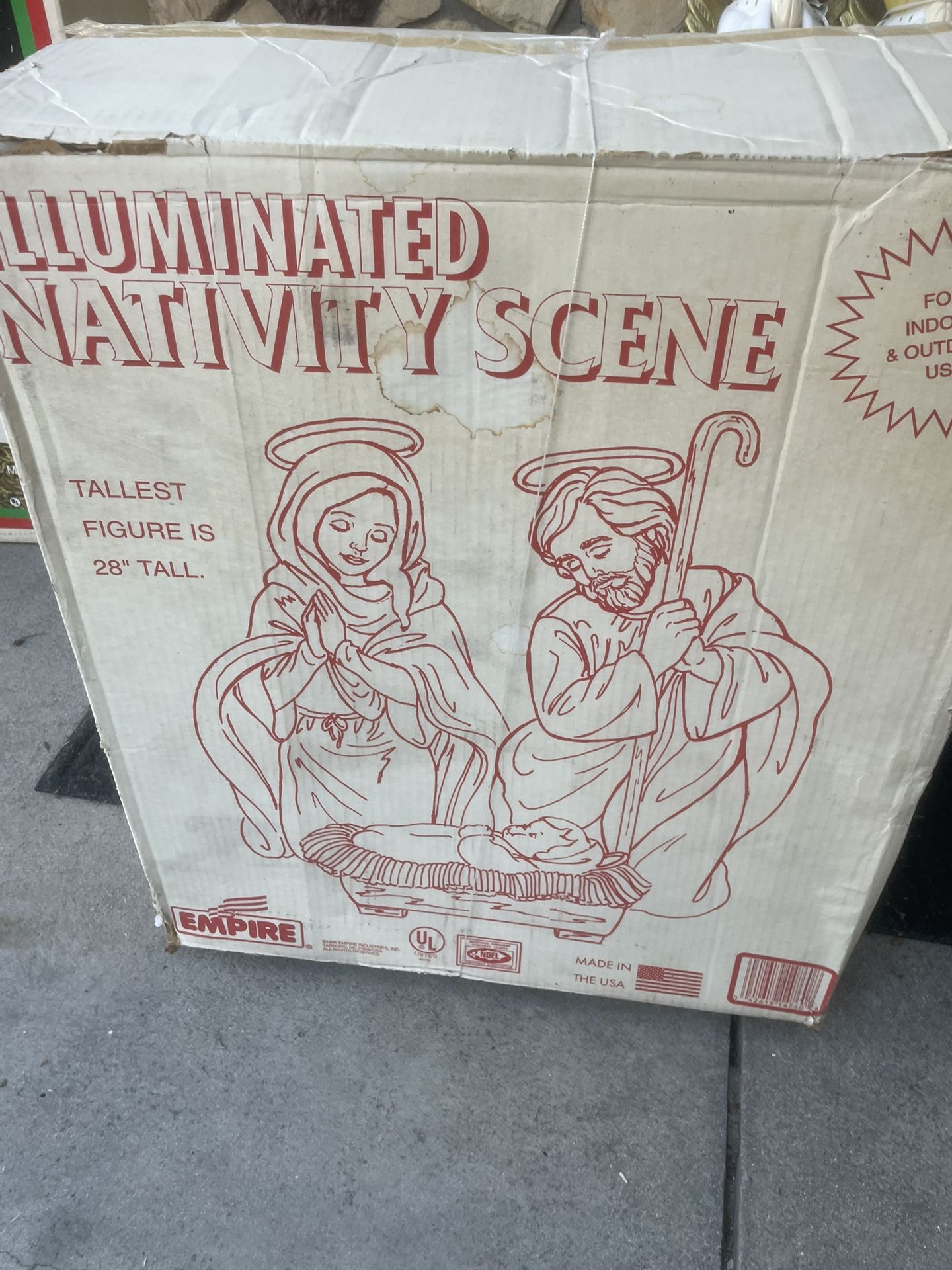 Vintage Empire Blow Mold Set in Box Illuminated Nativity Scene