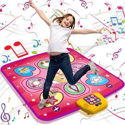 Dance Mat, Electronic Musical Play Mats Pink Dance Pad with LED Lights, Dance Game Toy Gift for Kids with 5 Game Modes, Christmas Birthday Gifts for 3