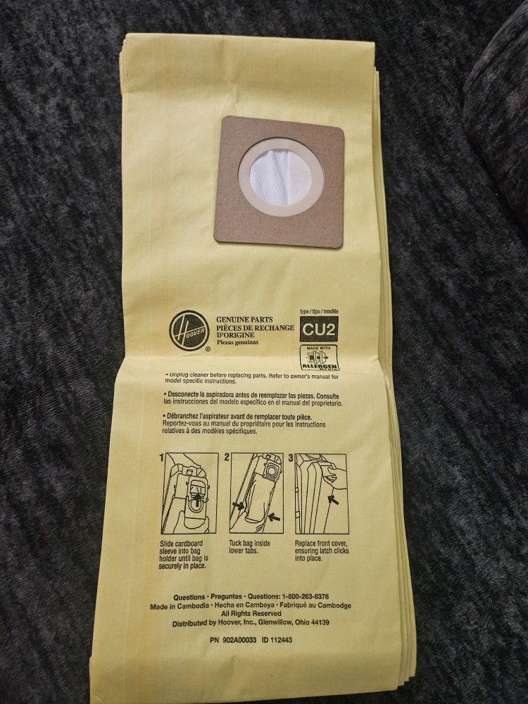 Hoover AH10243 Paper Bag, Allergen Filtration Hushtone 9 Pk, Yellow