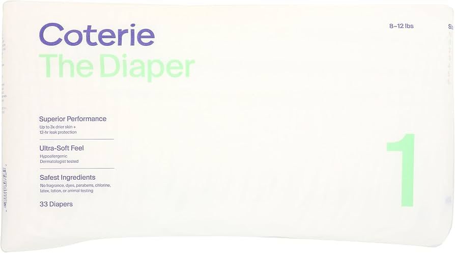 Coterie Baby Diapers Size 1, 21 Count. 8-12 lbs