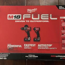 Milwaukee Fuel M18 Drill Hex Driver Impact Set 5.0ah Batteries With Case