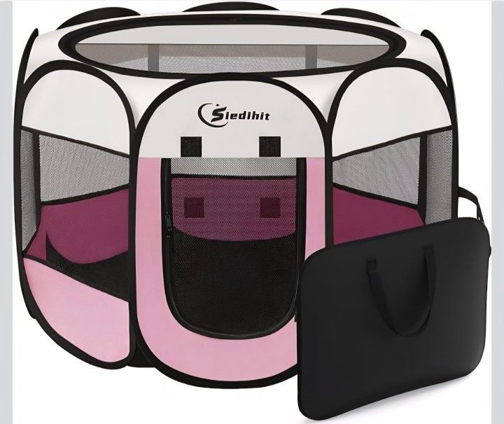 Siedihit  Dog Playpen, Puppy Pet Cat Playpen, pink