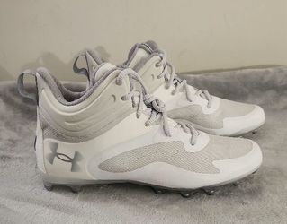 Under Armour Command MC Mid Lacrosse Cleats in White/Gray, Size 12