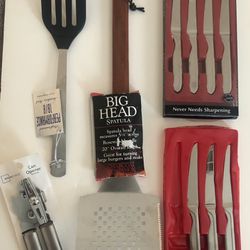Big Lot Of Kitchen Knives Calphalon Setcan Opener BBQ Huge