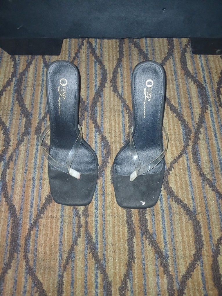 Olivia's Square Open Toe High Heel Sandals