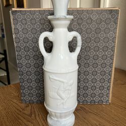 Vtg Olympian McGill Canadian Whiskey Milk Glass Liquor Bottle White Gray Marble