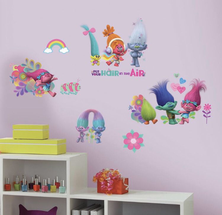 RoomMates 5 in. x 11.5 in. Trolls Movie 24-Piece Peel and Stick Wall Decals NEW