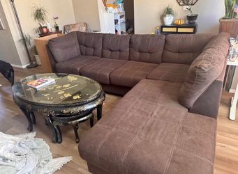Brown Fabric Sectional Sofa