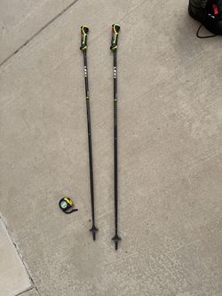 LEKI Black Yellow Downhill Ski Poles Pair